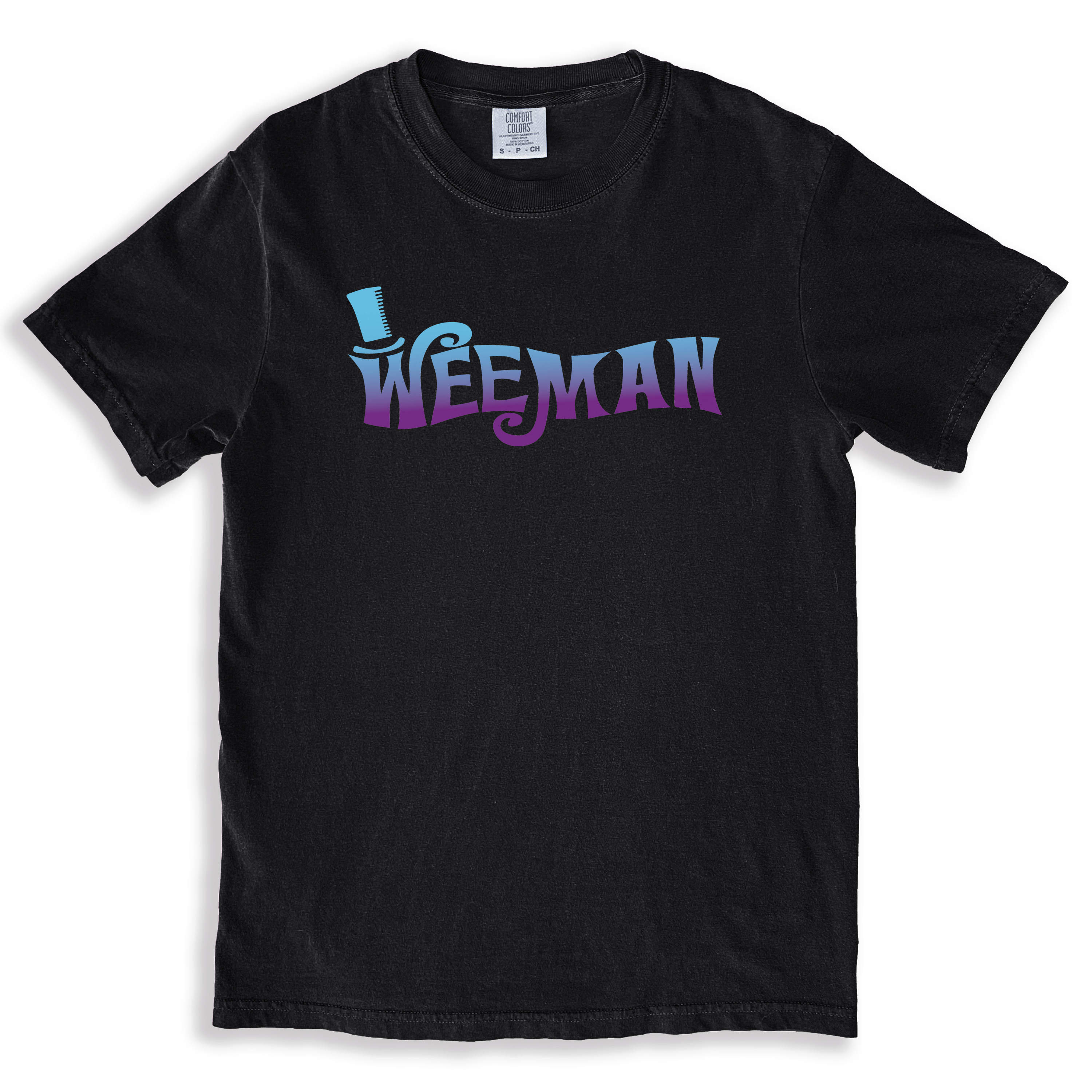 Weeman from Jackass' Oompa Loompa logo on a black, vintage t-shirt