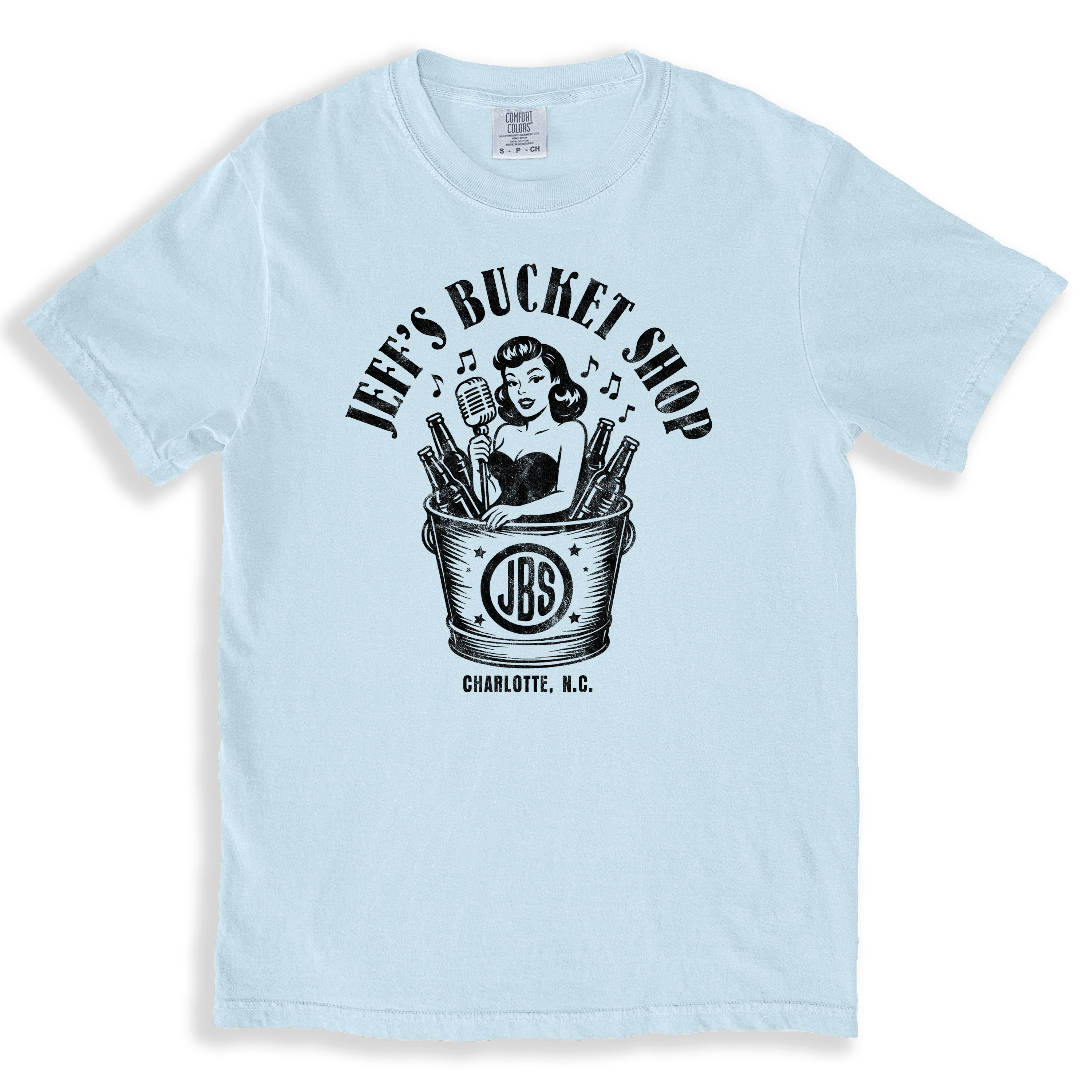 A vintage style t-shirt for the karaoke dive bar in Charlotte named Jeff's
