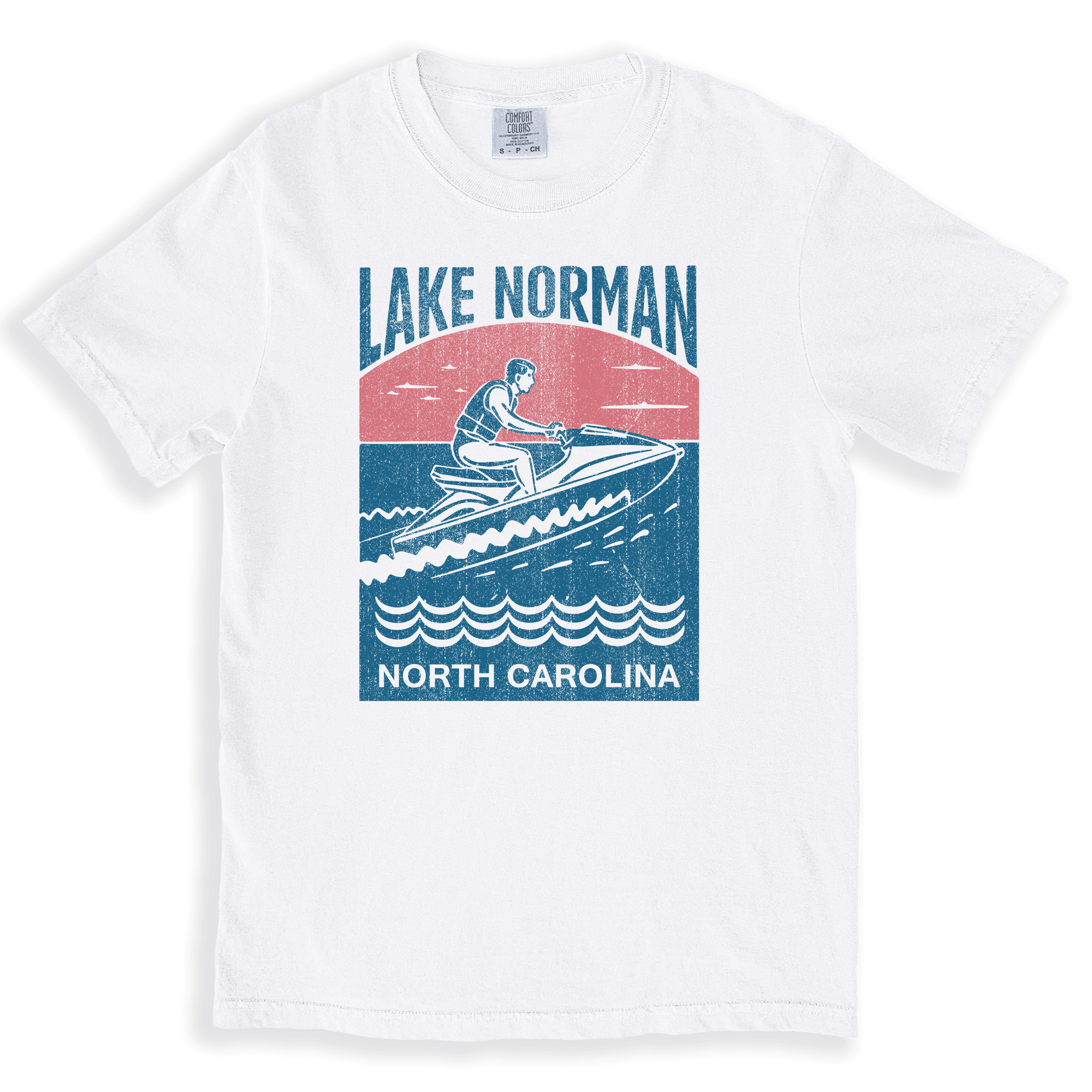 A vintage style white t-shirt for Lake Norman in North Carolina