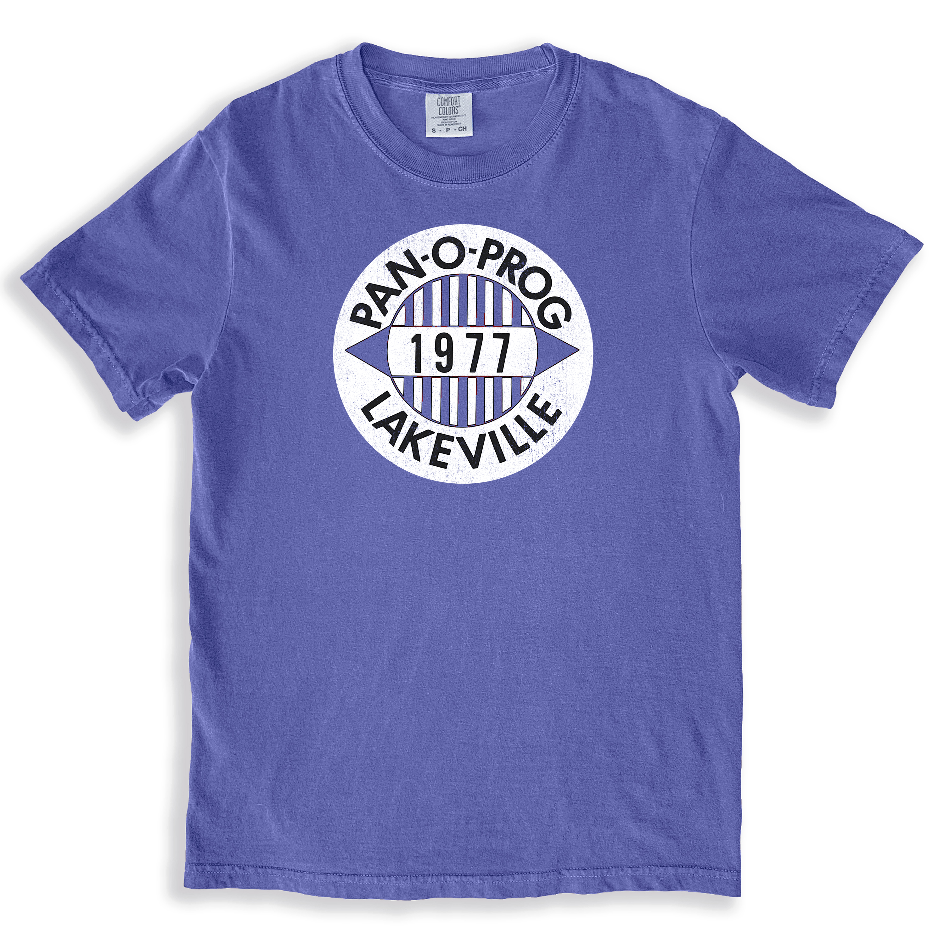 a vintage t-shirt with a lakeville minnesota pan-o-prog design on it from the 1970s